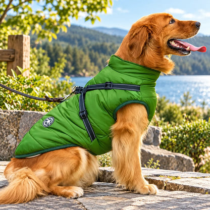 Dog Winter Coat Waterproof Shell & Sherpa Lining Built-In Harness