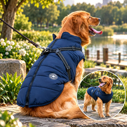 Dog Winter Coat Waterproof Shell & Sherpa Lining Built-In Harness