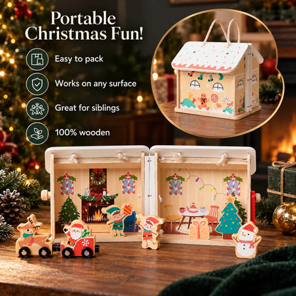 Dollhouse Playset Wooden Figures Portable