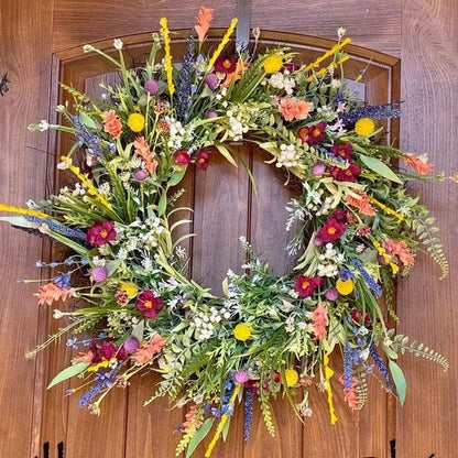 Door Wreath Texas Wildflower Faux Blooms Adjustable Wired Stems
