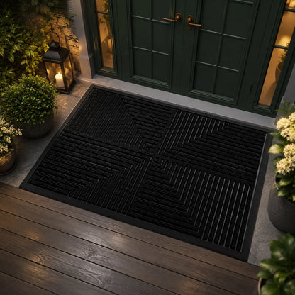 Doormat Heavy-Duty Rubber Raised Scraper & Non-Slip Backing