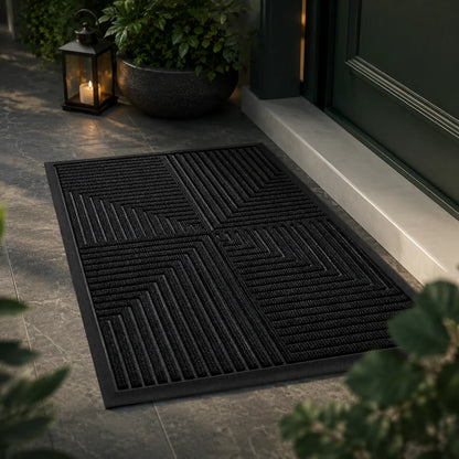 Doormat Heavy-Duty Rubber Raised Scraper & Non-Slip Backing
