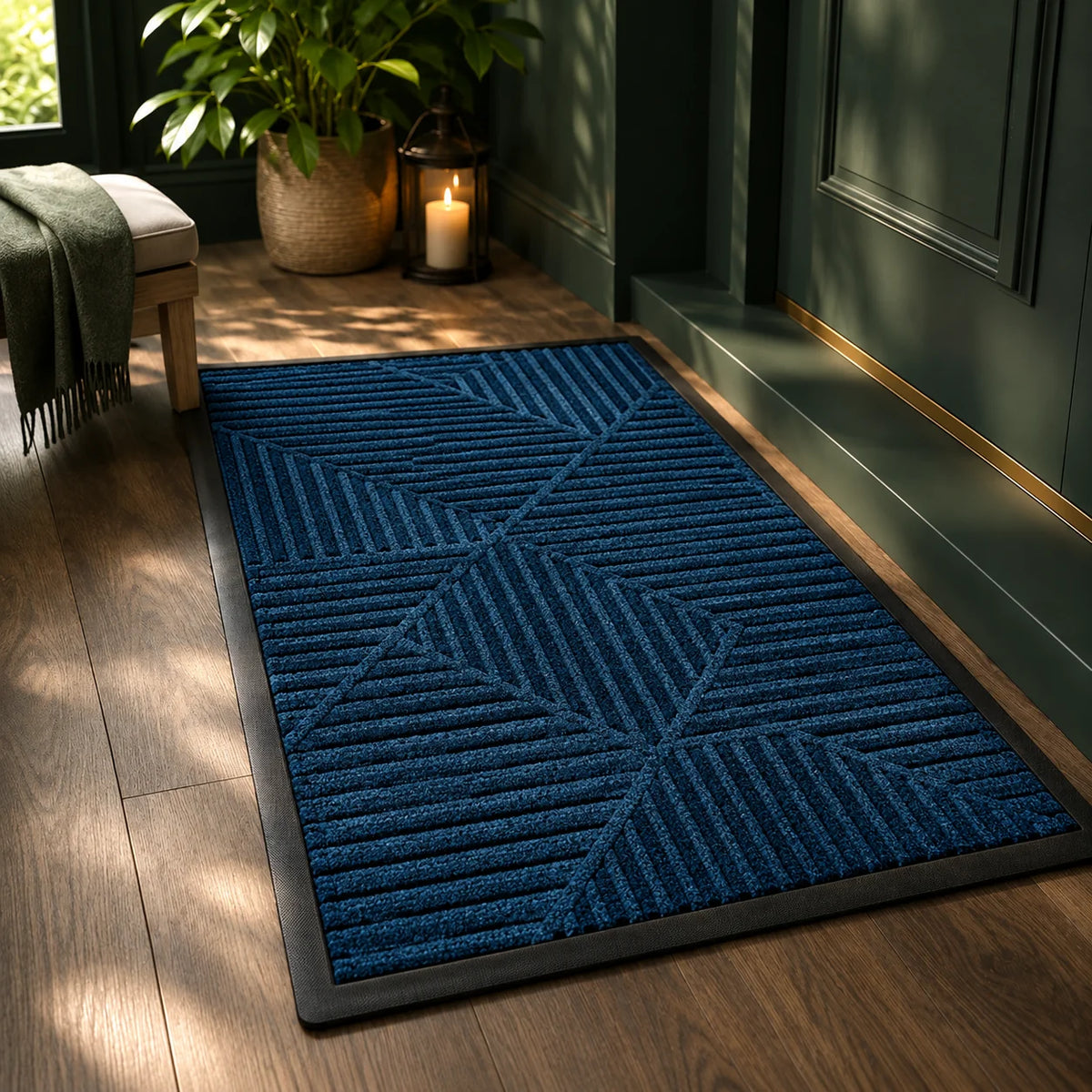Doormat Heavy-Duty Rubber Raised Scraper & Non-Slip Backing