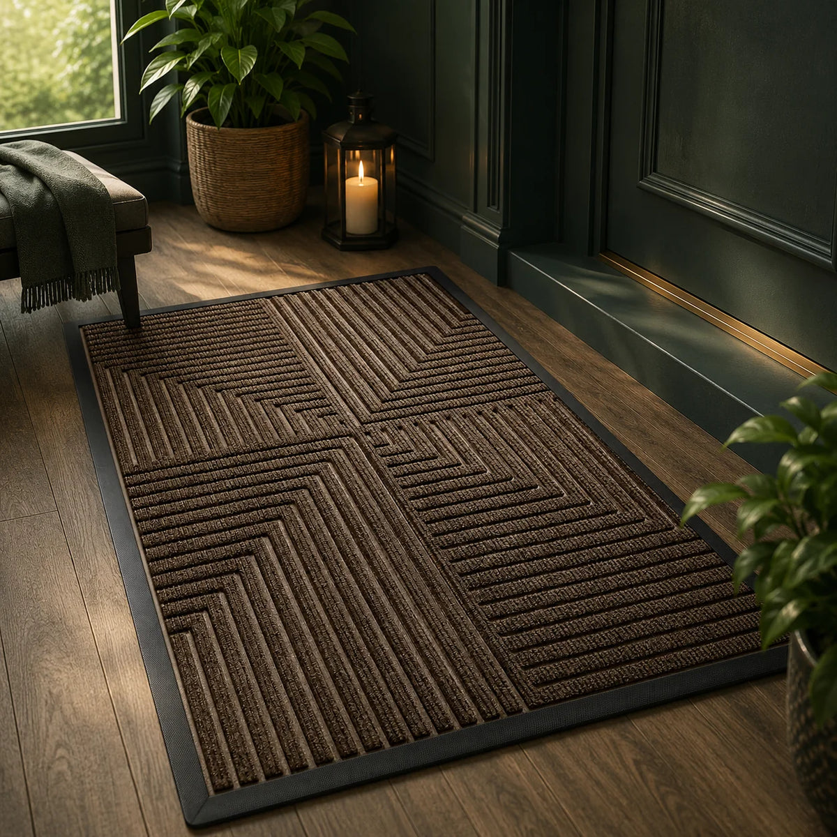 Doormat Heavy-Duty Rubber Raised Scraper & Non-Slip Backing