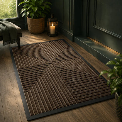 Doormat Heavy-Duty Rubber Raised Scraper & Non-Slip Backing
