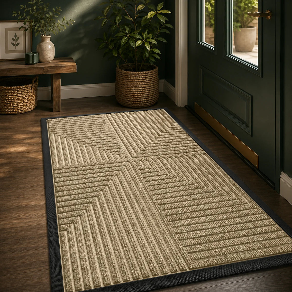 Doormat Heavy-Duty Rubber Raised Scraper & Non-Slip Backing