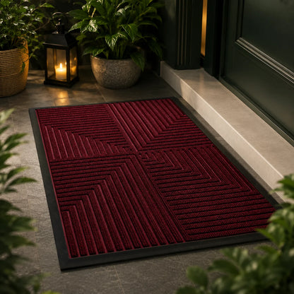 Doormat Heavy-Duty Rubber Raised Scraper & Non-Slip Backing