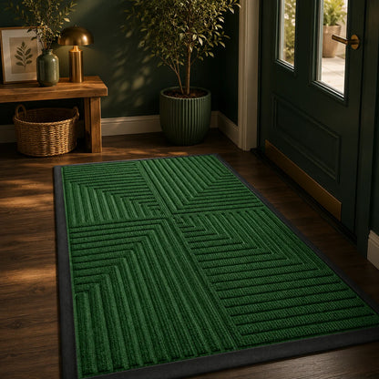 Doormat Heavy-Duty Rubber Raised Scraper & Non-Slip Backing