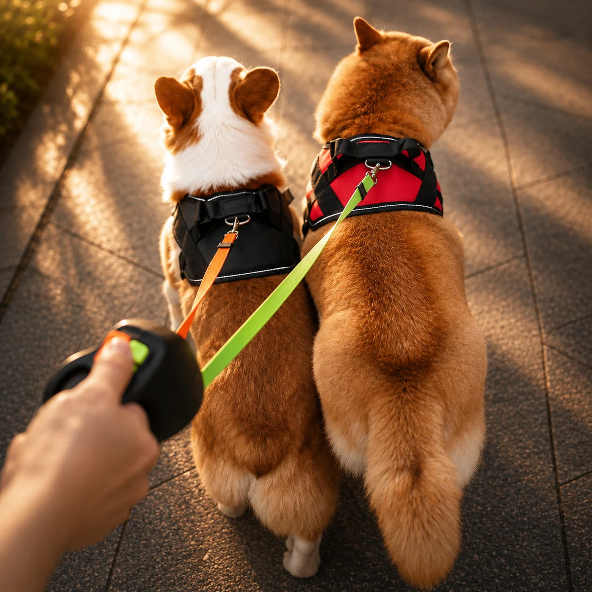 Double Dog Leash 360 Degree Anti-Tangle Swivel Padded Handle