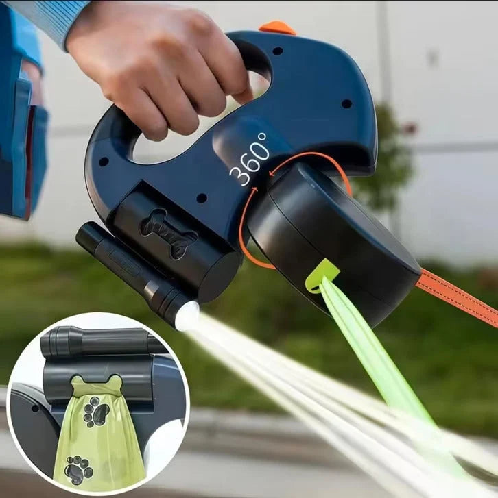 Double Retractable Leash 360° Swivel & LED Light