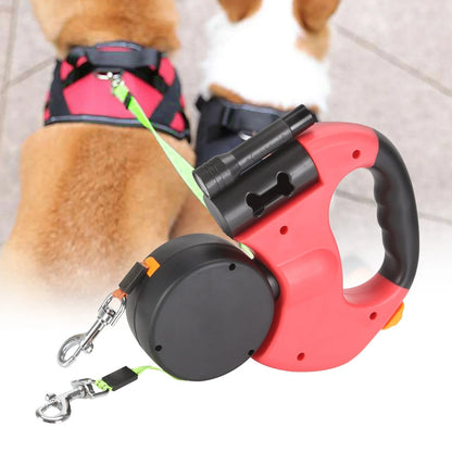 Double Retractable Leash 360° Swivel & LED Light