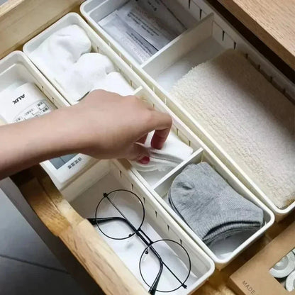 Drawer Organizer Adjustable Divider Two Sizes White Plastic