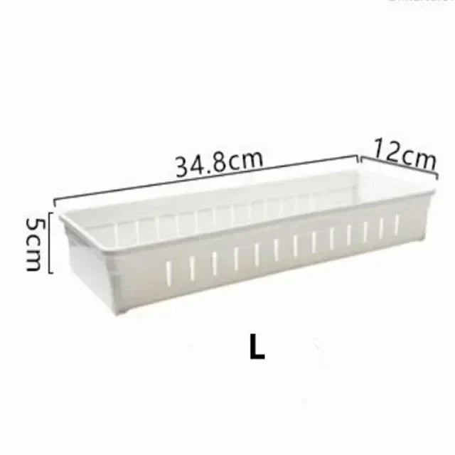 Drawer Organizer Adjustable Divider Two Sizes White Plastic