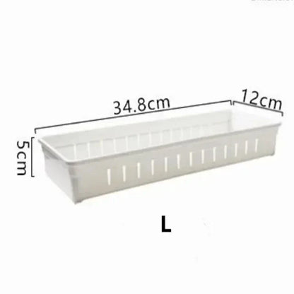 Drawer Organizer Adjustable Divider Two Sizes White Plastic