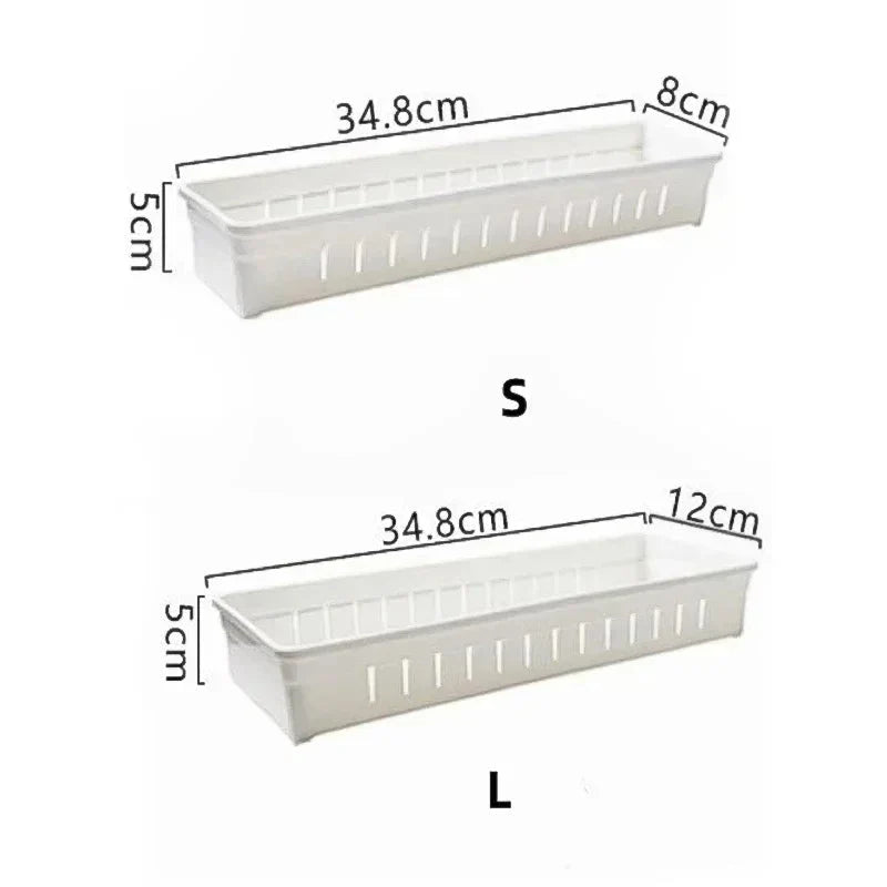 Drawer Organizer Adjustable Divider Two Sizes White Plastic