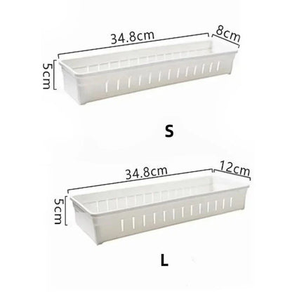 Drawer Organizer Adjustable Divider Two Sizes White Plastic