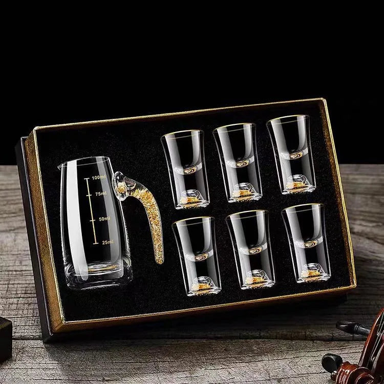 Drinkware Set Hand-Blown Glass Gold Accents