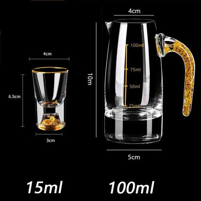 Drinkware Set Hand-Blown Glass Gold Accents