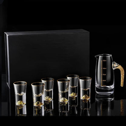 Drinkware Set Hand-Blown Glass Gold Accents