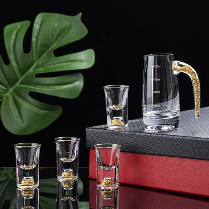 Drinkware Set Hand-Blown Glass Gold Accents