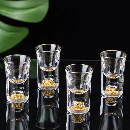Drinkware Set Hand-Blown Glass Gold Accents