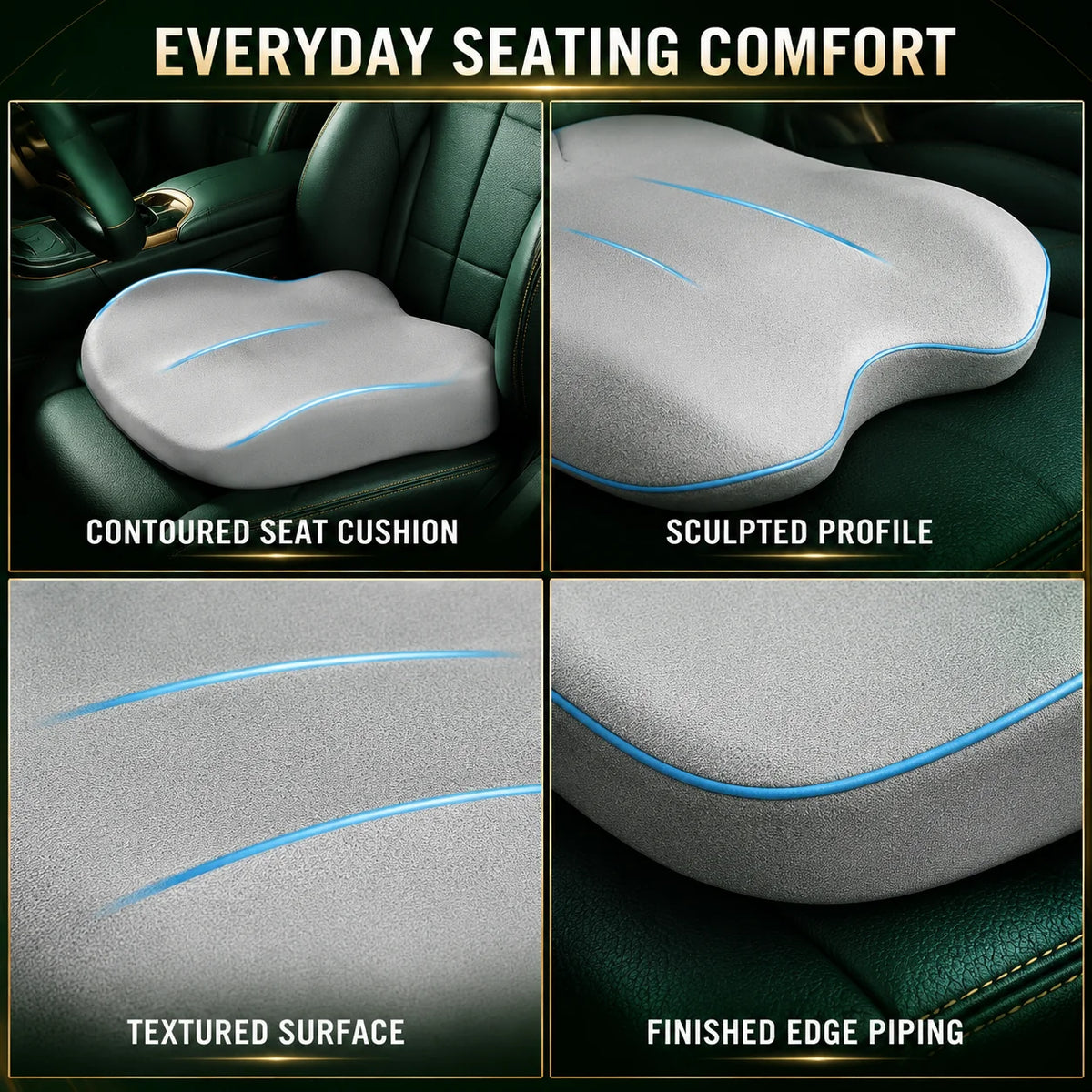 Driver Seat Booster Cushion Memory Foam & Non-Slip 3 Inch