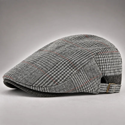 Driving Cap Wool Plaid Adjustable Fit