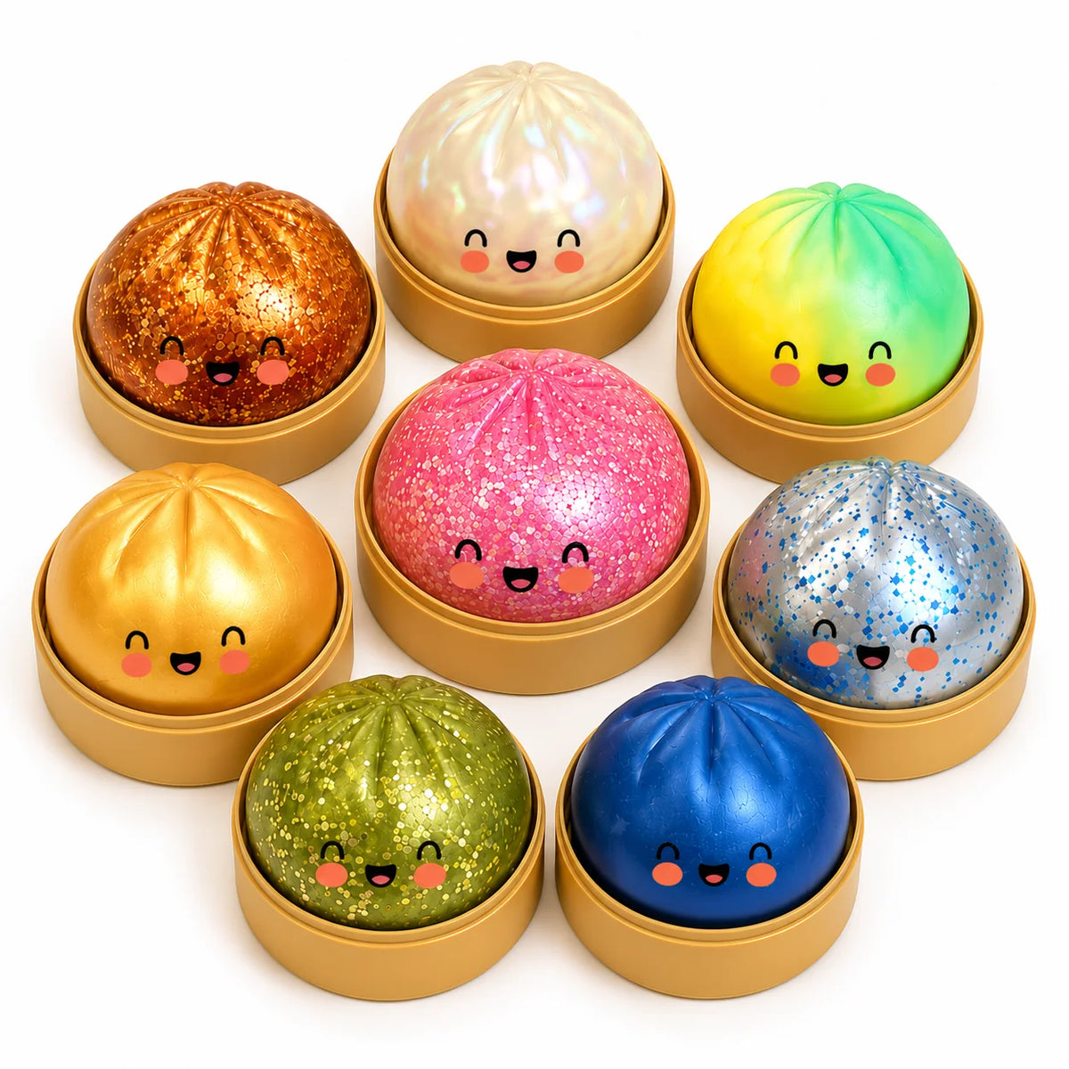 Dumpling Squishy Toy Glitter Finish Soft Squeeze Fidget