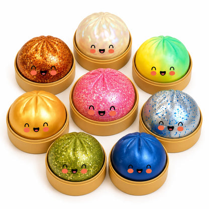 Dumpling Squishy Toy Glitter Finish Soft Squeeze Fidget