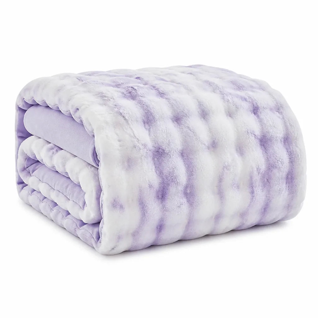 Duvet Cover Reversible Quilted Rabbit Fur & Milk Velour