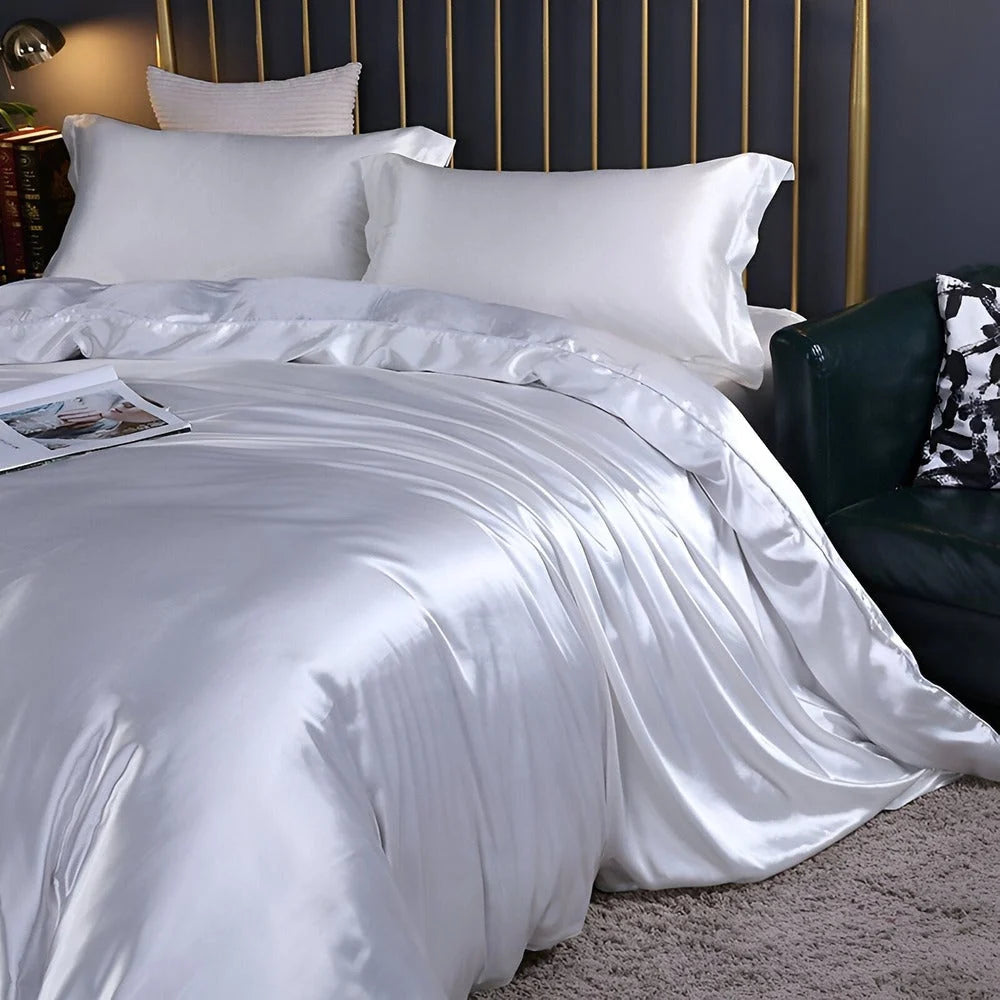 Duvet Cover Set Mulberry Silk Blend Temperature Regulating