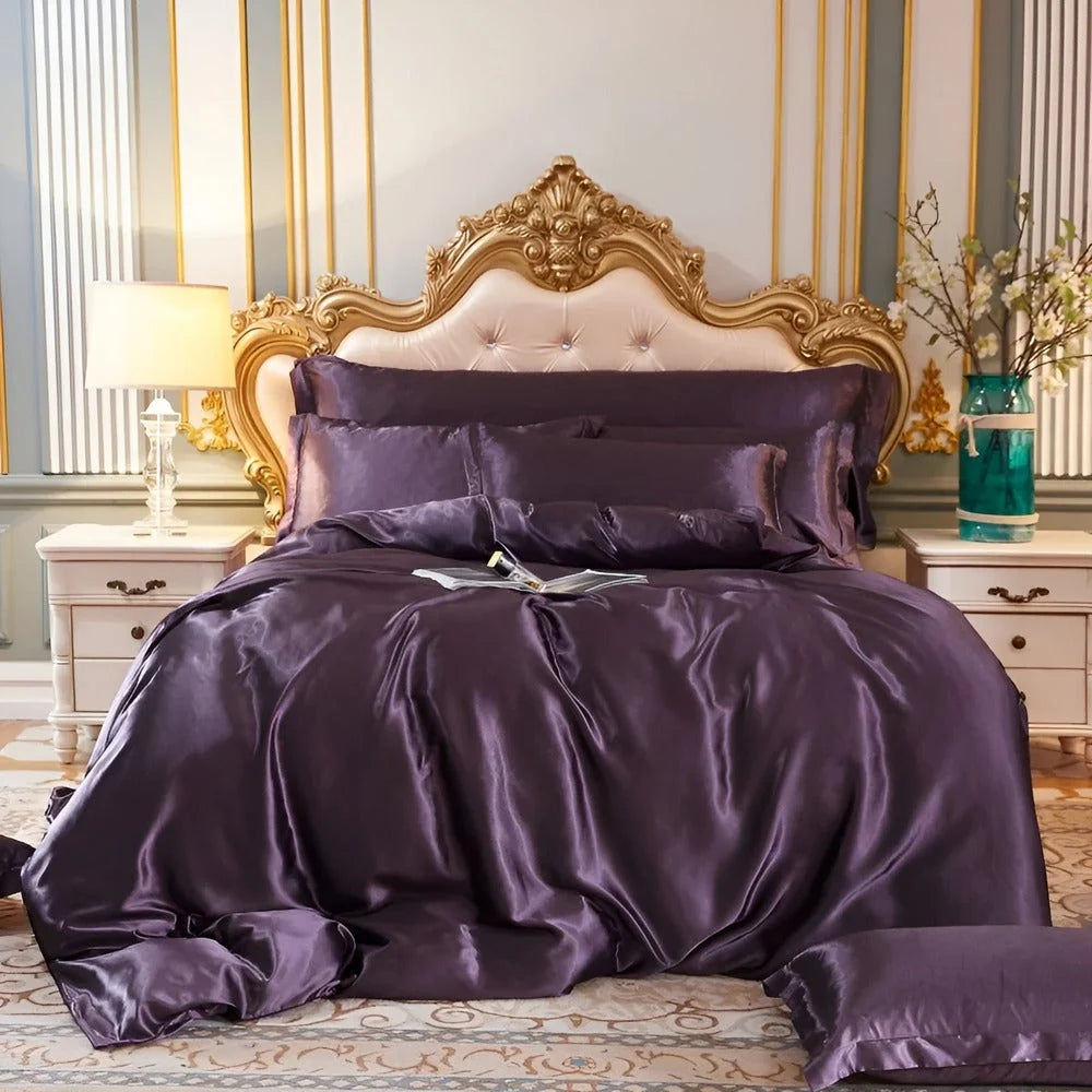 Duvet Cover Set Mulberry Silk Blend Temperature Regulating