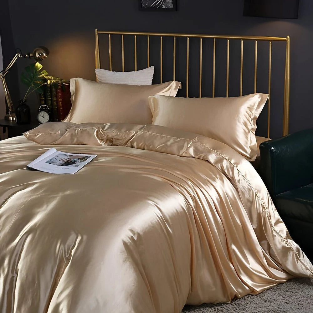 Duvet Cover Set Mulberry Silk Blend Temperature Regulating