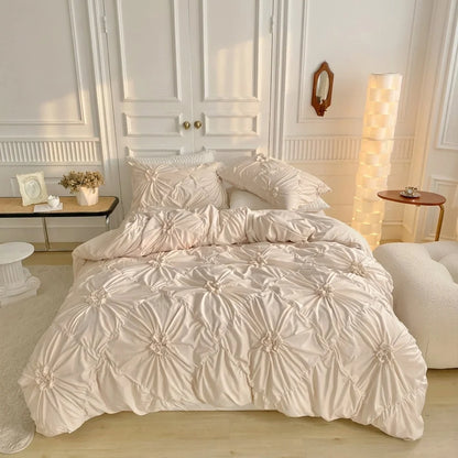 Duvet Cover Set Pinch-Pleat Floral Brushed Microfiber