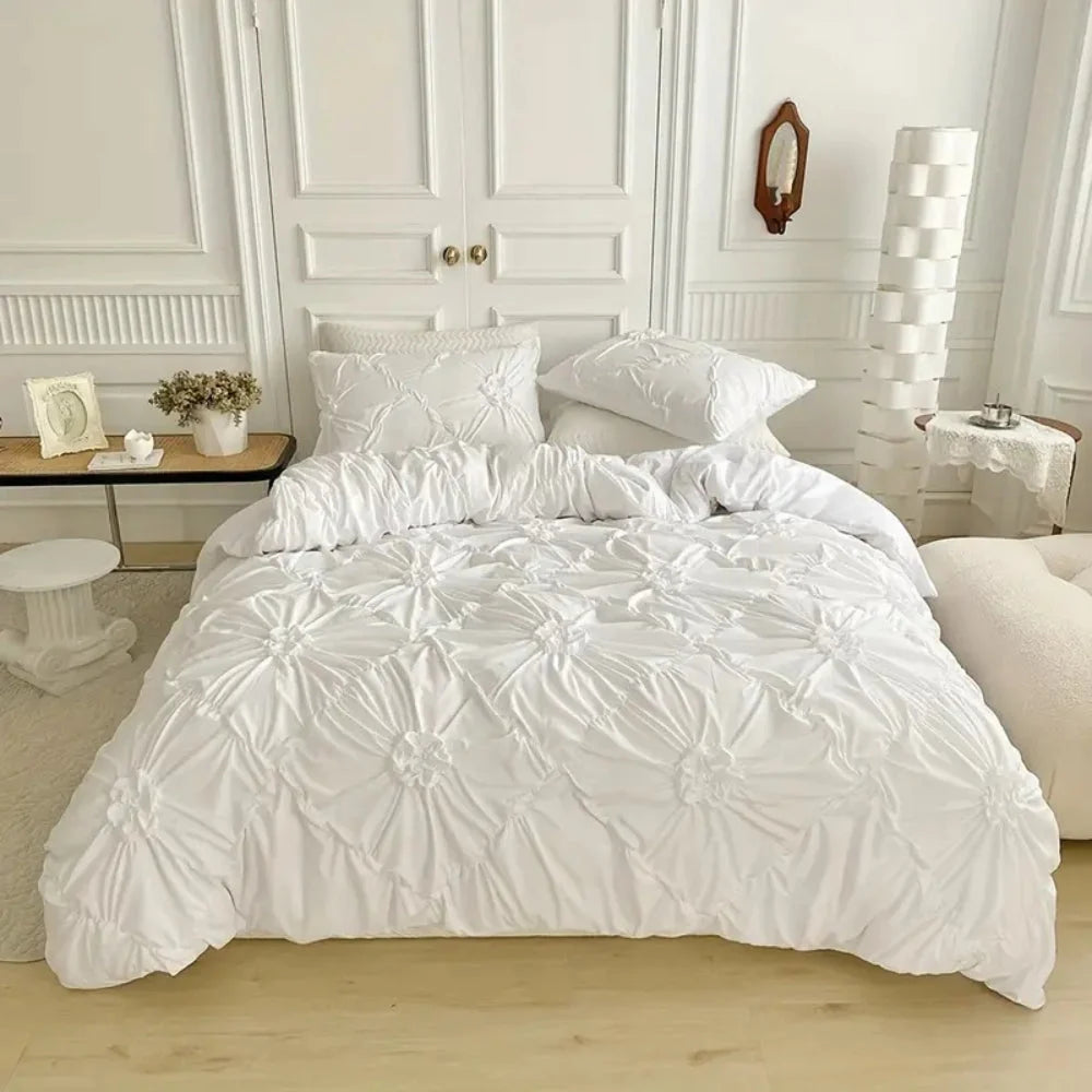 Duvet Cover Set Pinch-Pleat Floral Brushed Microfiber