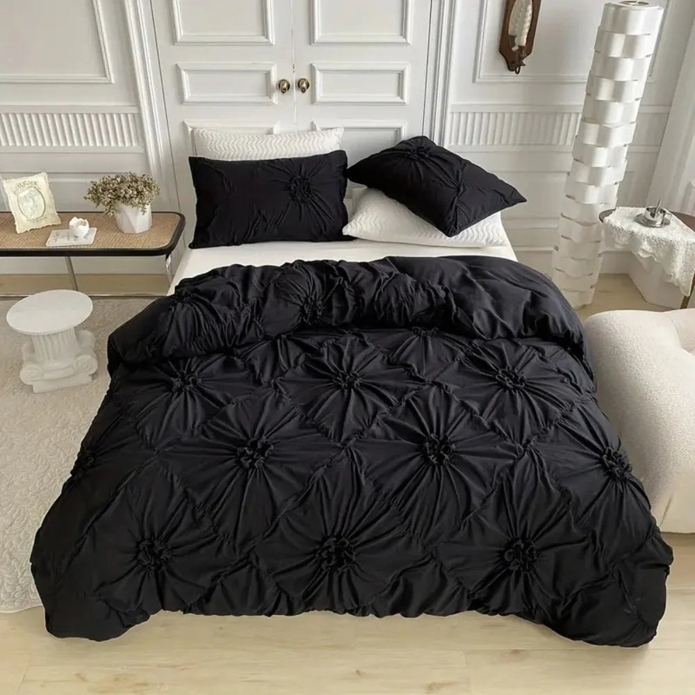 Duvet Cover Set Pinch-Pleat Floral Brushed Microfiber