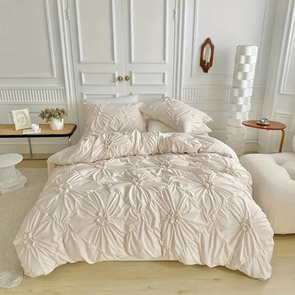 Duvet Cover Set Pinch-Pleat Floral Brushed Microfiber