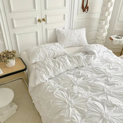 Duvet Cover Set Pinch-Pleat Floral Brushed Microfiber