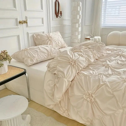 Duvet Cover Set Pinch-Pleat Floral Brushed Microfiber