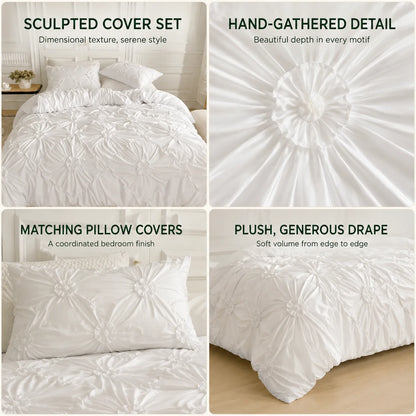 Duvet Cover Set Pinch-Pleat Floral Brushed Microfiber