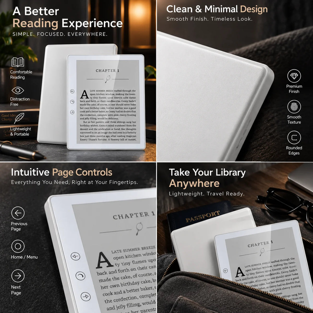 E-Reader 6-Inch E-Ink Touchscreen 32GB Expandable Storage