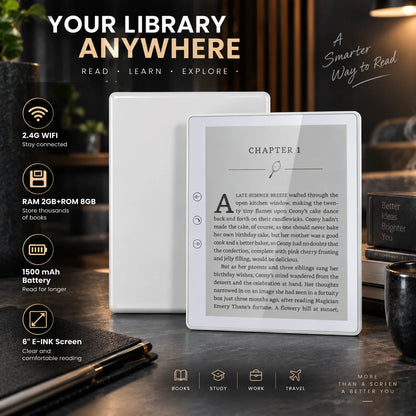 E-Reader 6-Inch E-Ink Touchscreen 32GB Expandable Storage