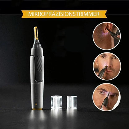 Ear & Nose Trimmer Ultra-Flat Head Titanium-Coated Blades LED