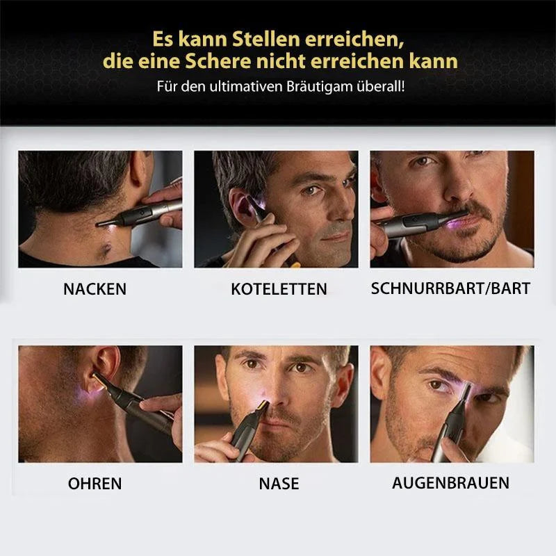 Ear & Nose Trimmer Ultra-Flat Head Titanium-Coated Blades LED