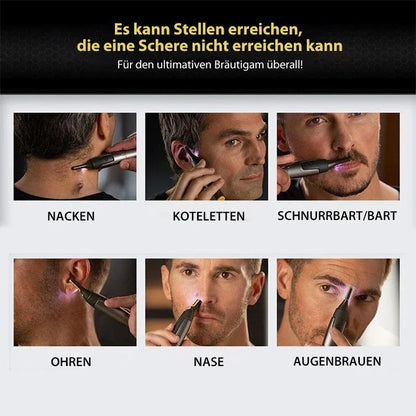 Ear & Nose Trimmer Ultra-Flat Head Titanium-Coated Blades LED