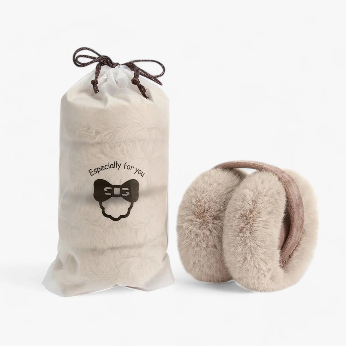Ear Warmers Foldable Plush Faux Fur Lightweight & Portable