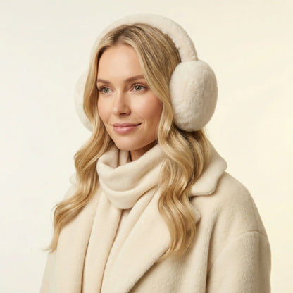 Ear Warmers Foldable Plush Faux Fur Lightweight & Portable
