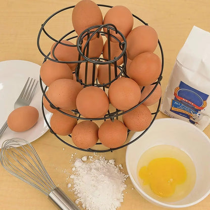 Egg Dispenser Rack Spiral Rolling Metal 24-Egg Capacity