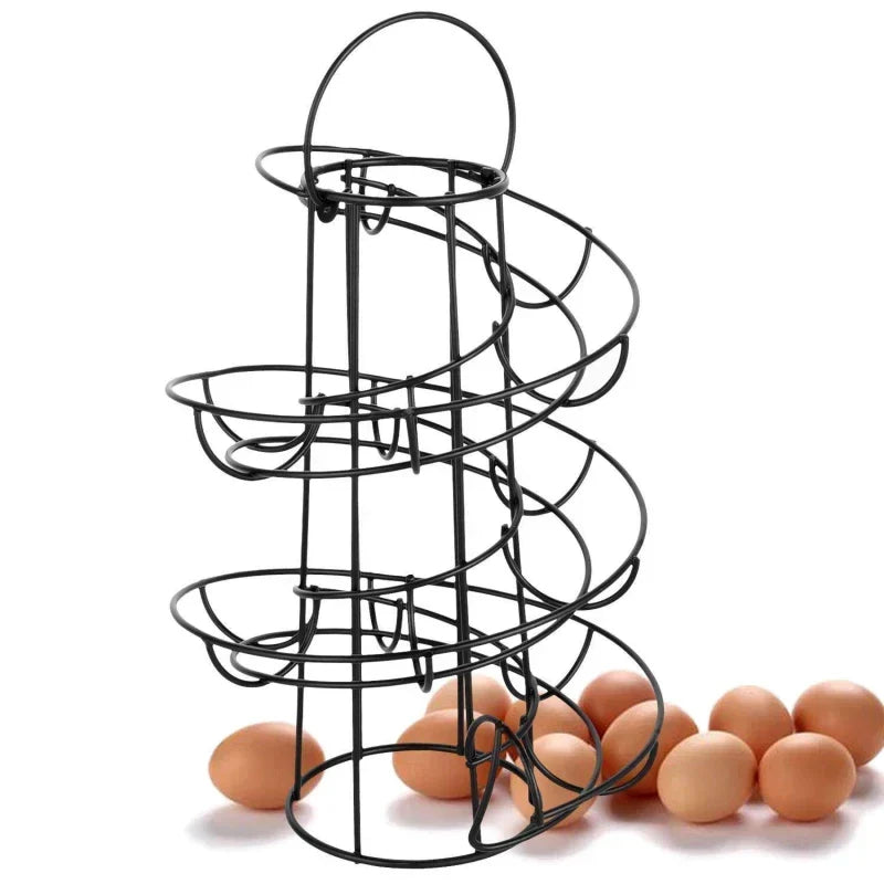 Egg Dispenser Rack Spiral Rolling Metal 24-Egg Capacity