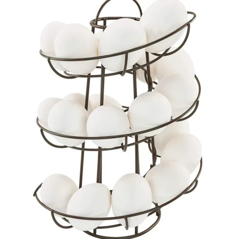 Egg Dispenser Rack Spiral Rolling Metal 24-Egg Capacity